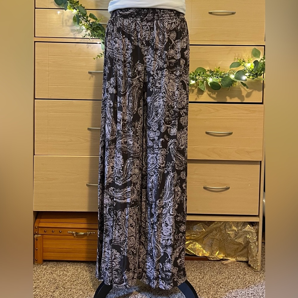 Paisley wide leg dress pant